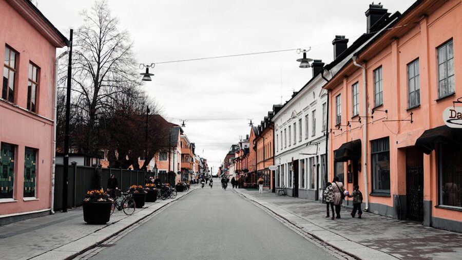 Colorful residential street in Uppsala