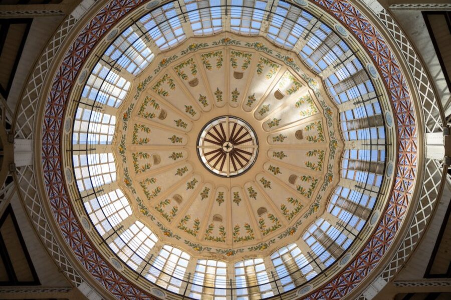 Valencia Mercado Central Art Nouveau dome interior