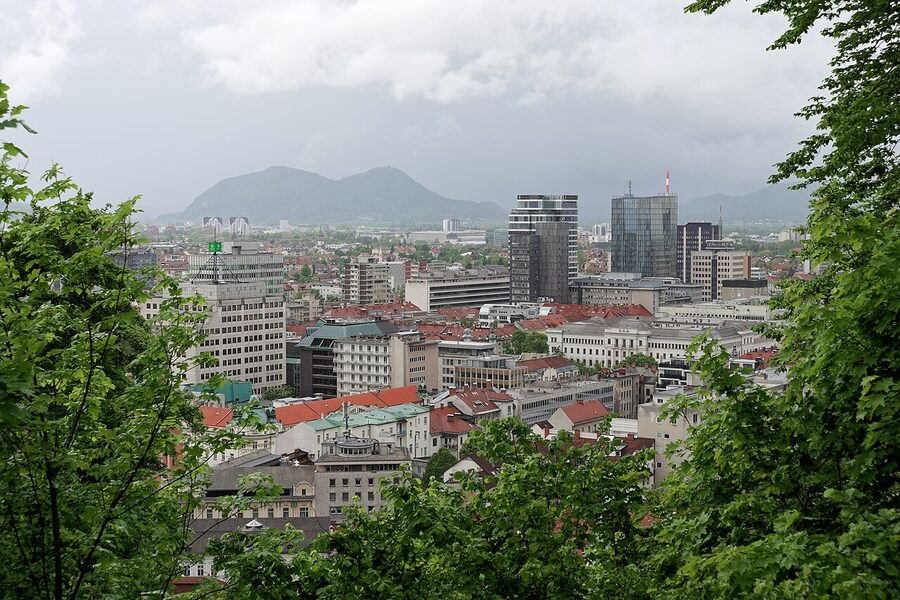 View of Ljubljana from the castle viewing tower