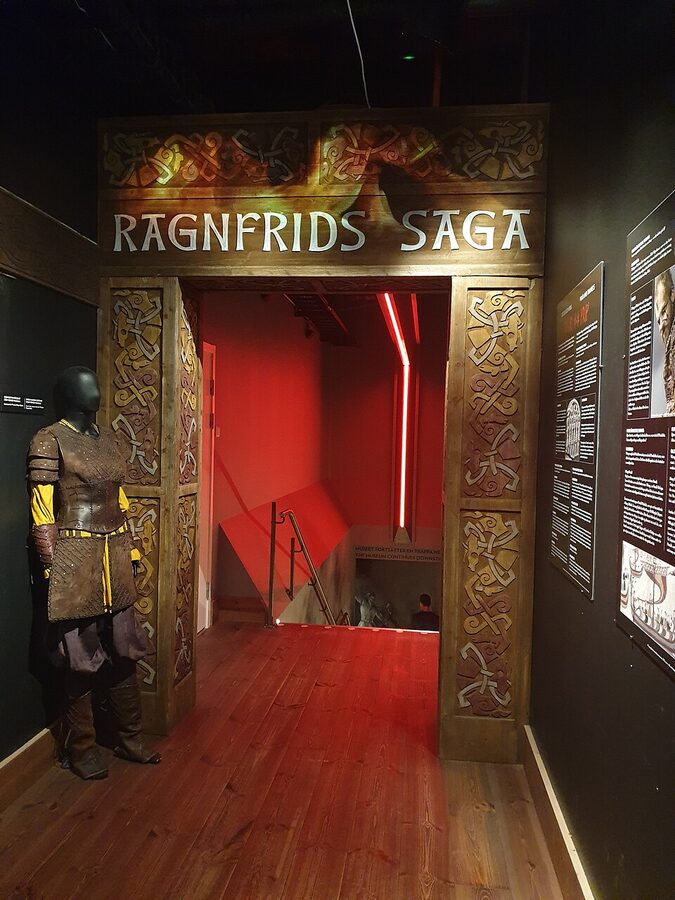 Female Viking armour exhibit at the Viking Museum Stockholm