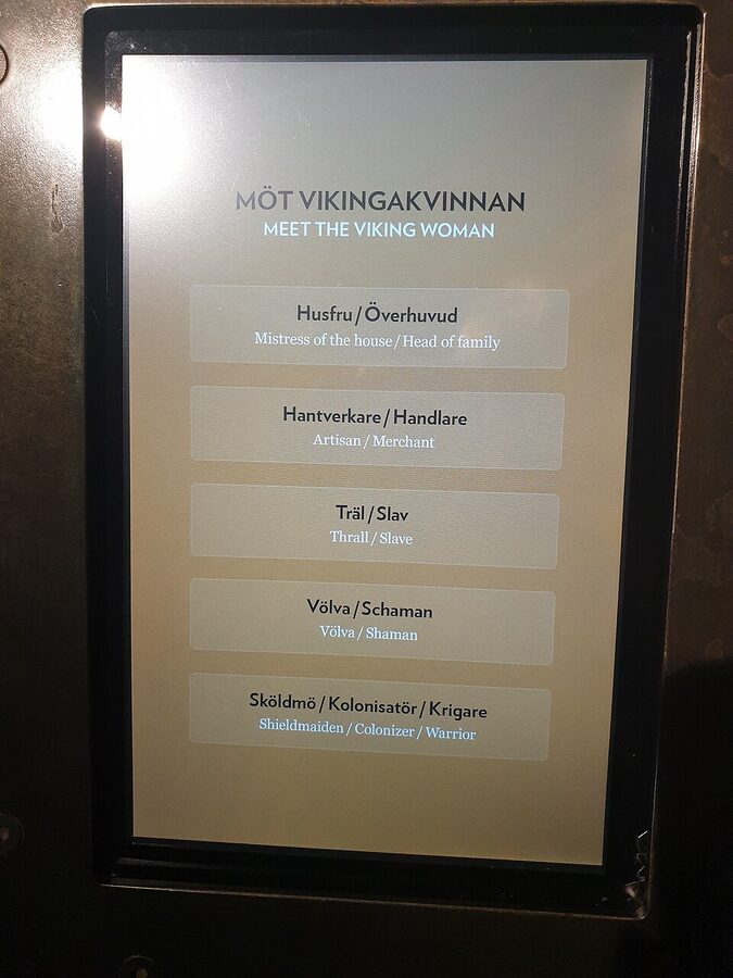 Information on women in the Viking age exhibit at Viking Museum Stockholm