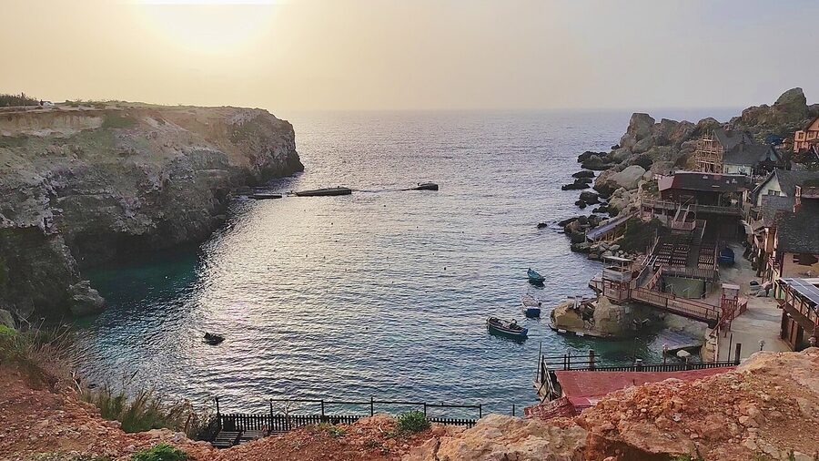 Anchor Bay Malta cove swim area below Popeye Village