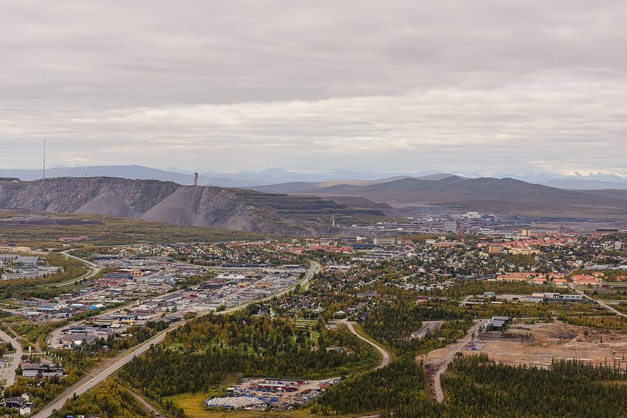 View of Kiruna town from Tuolluvaara hill