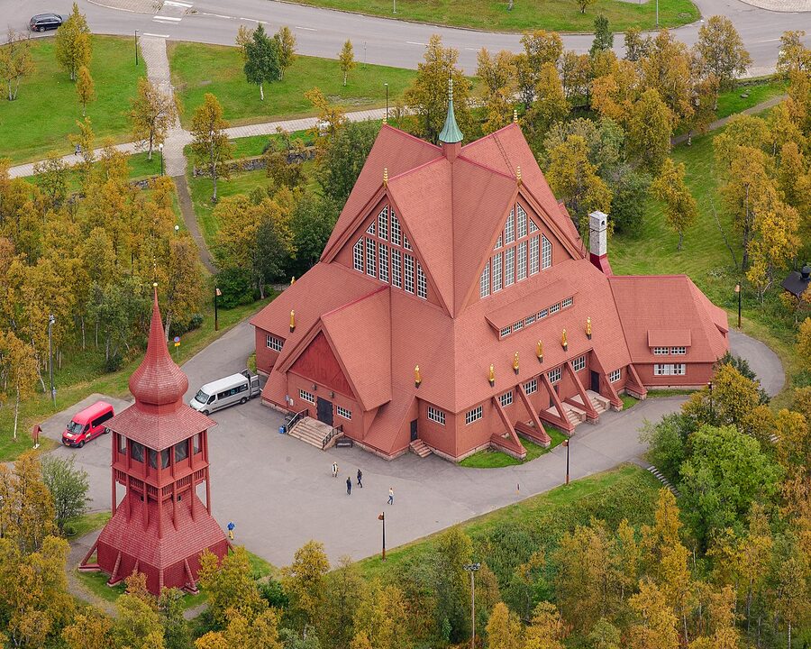 Kiruna Kyrka wooden church before relocation
