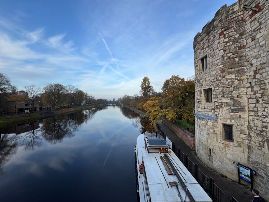 York River Ouse in autumn with riverside architecture
