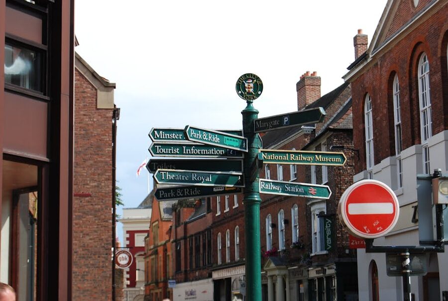 Street signs in York city centre