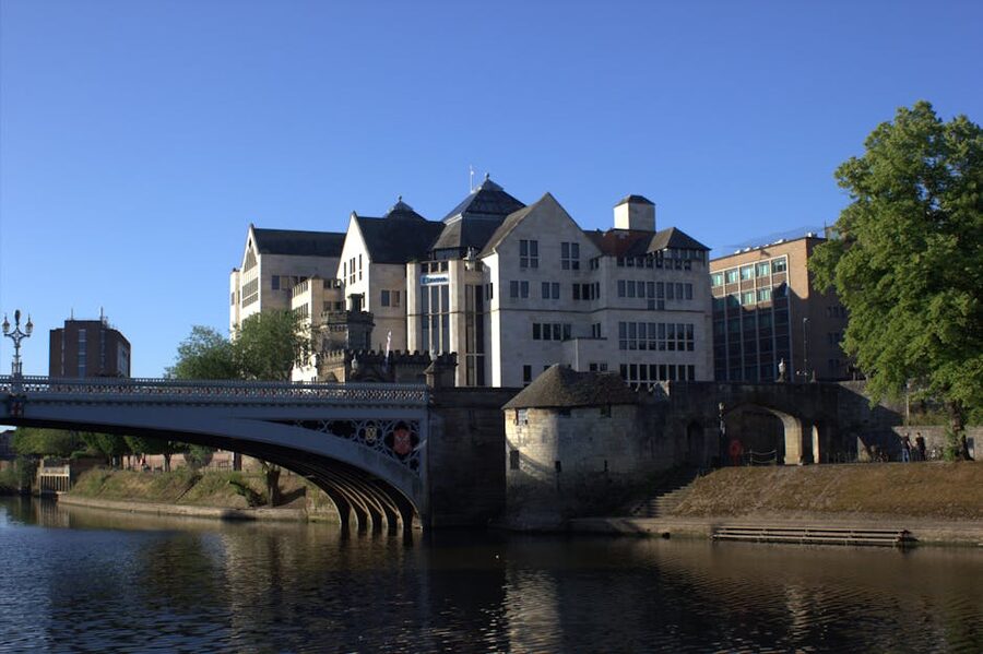 Lendal Bridge and medieval buildings on the River Ouse in York