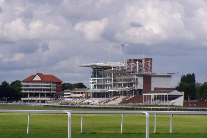 York Racecourse Ebor stand seen from the riverside