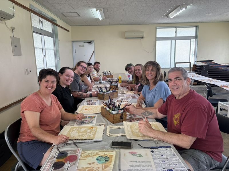 Gusuku Bingata Dyeing Workshop: Okinawan Traditional Craft Making - The piece goes home before it is fully finished