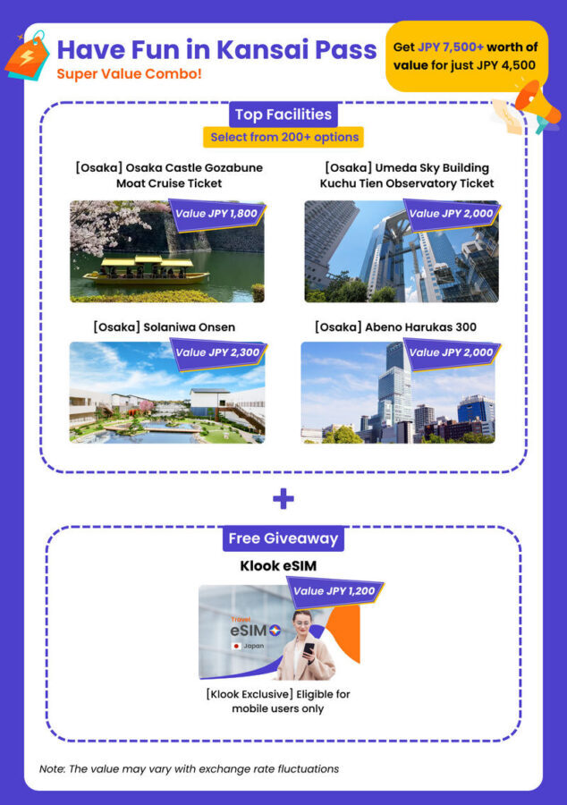 Have Fun in Kansai Pass - Osaka observatories, a castle cruise, and a bathhouse