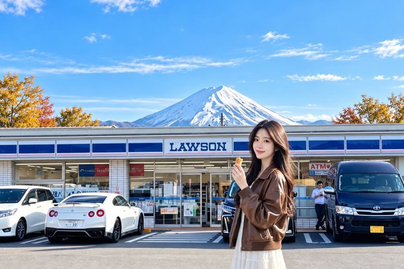 (Kawaguchiko Ropeway ticket included) Mount Fuji Kawaguchiko Internet-famous Check-in Day Tour: Kawaguchiko Tenjo-Yama Park, Internet-famous Lawson Convenience Store, Arakurayama Sengen Park, Oshino Hakkai (Departing from Tokyo / Chinese and English servi - The Lawson stop: a quick photo, not a shopping trip