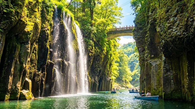 Kyushu Takachiho One-Day Tour | Takachiho Gorge Boat Ride-Kamishikimi Kumanoza Shrine/Takachiho Mini-Train-Mount Aso-Kusasenri (Departing from Kumamoto) - Kusasenri opens up beneath Mount Aso