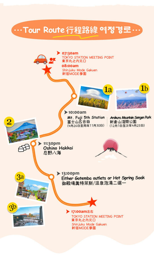 Mount Fuji Classic Tour | Arakurayama Sengen Park/Mount Fuji 5th Station, Oshino Hakkai & Gotemba Premium Outlets/Hot Spring Day Trip | Depart from Tokyo/Shinjuku - Oshino Hakkai: clear springs and village views