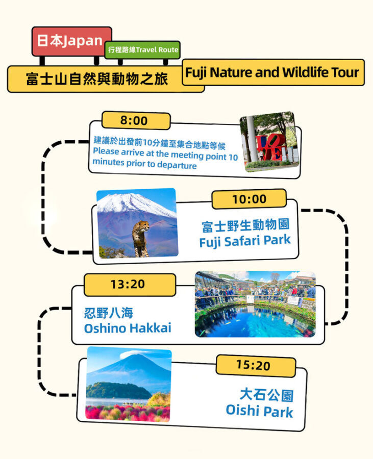 One-day tour of Fuji Safari Park, Oshino Hakkai, and Oishi Park - Fuji Safari Park: wildlife first, ticket planning second