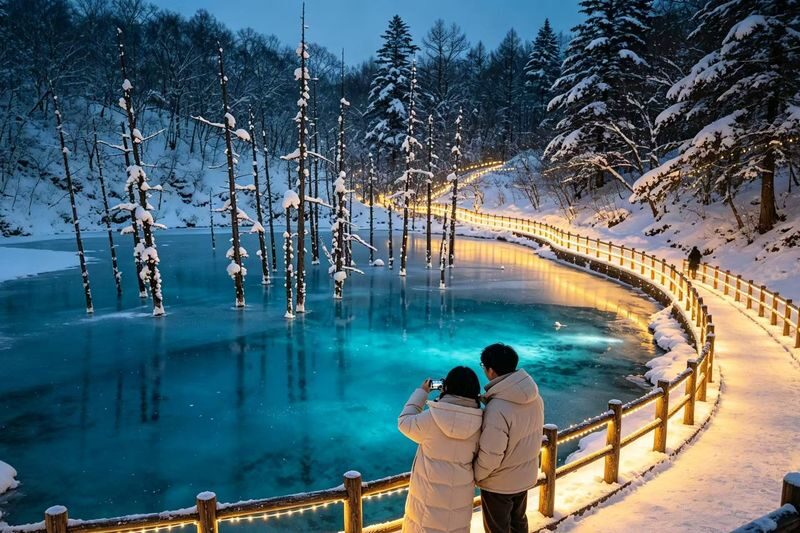 Optional Snowmobile | Hokkaido Winter Day Tour | Asahiyama Zoo Penguin Walk & Ningle Terrace Illumination | Multiple Routes Available - Patchwork Road and the Seven Stars Tree