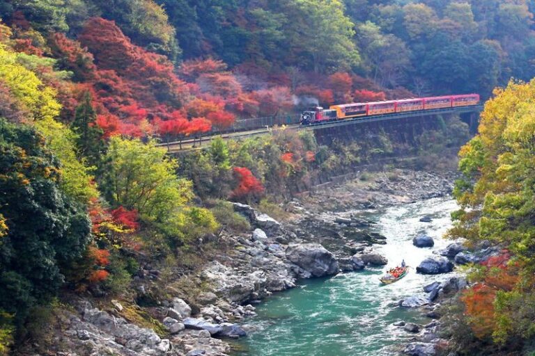 Osaka Sagano Romantic Train and Hozugawa River Cruise Day Tour - The Sagano train brings the valley close