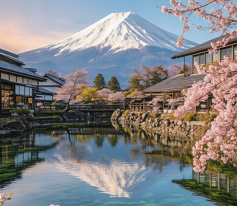 Six Must-Visit Photo Spots for Mount Fuji + Flower Viewing: Lake Yamanaka for Mount Fuji Reflection & Hikawa Clock Shop & Lawson Convenience Store & Arakurayama Sengen Park & Lake Kawaguchiko | Departing from Tokyo - Lake Yamanaka: start with the chance of a reflection
