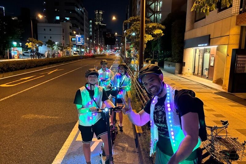 Tokyo Night E-Scooter Tour with Tokyo Tower - Getting used to the e-scooter